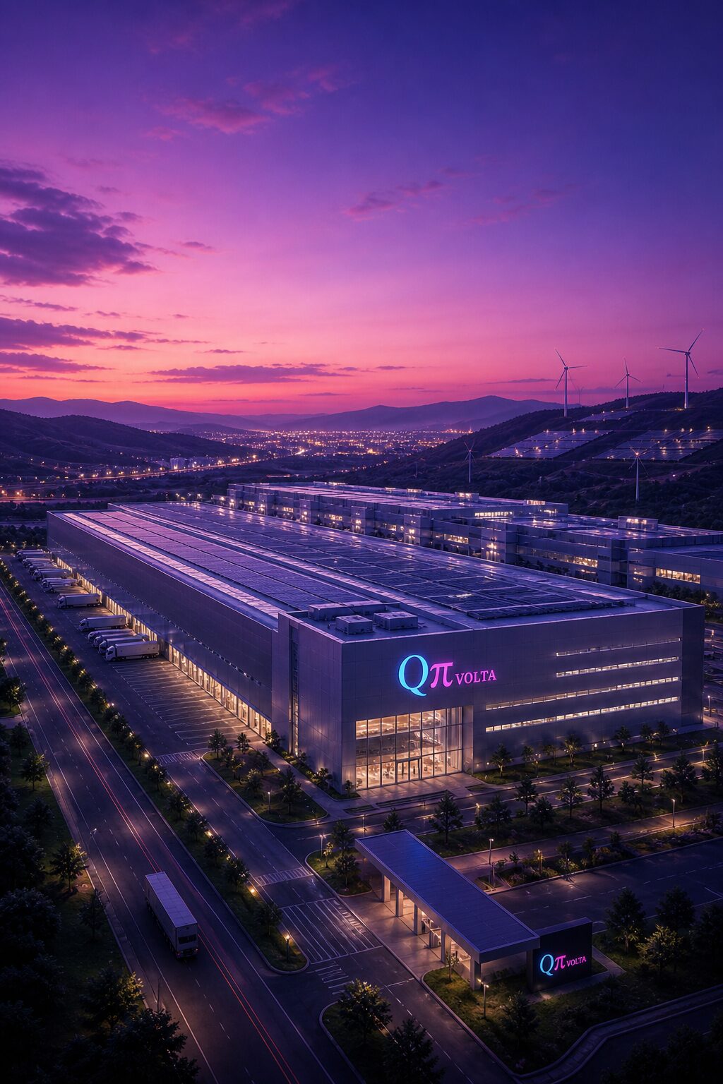 QpiVolta gigafab at dusk